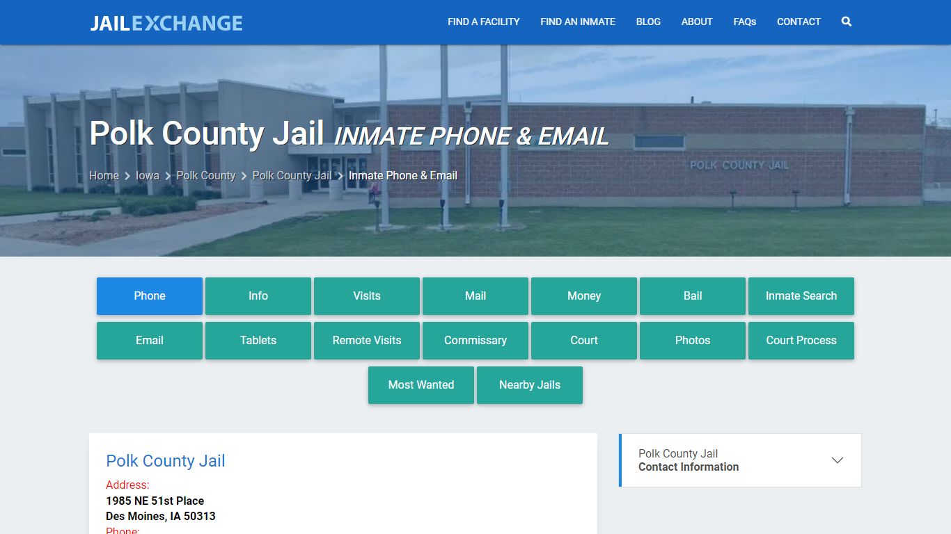 Inmate Phone - Polk County Jail, IA - Jail Exchange